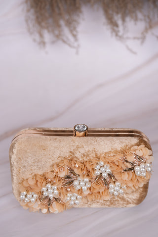 Pearl Flower Peach Clutch