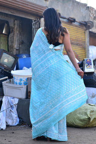 Light Blue Cotton Saree