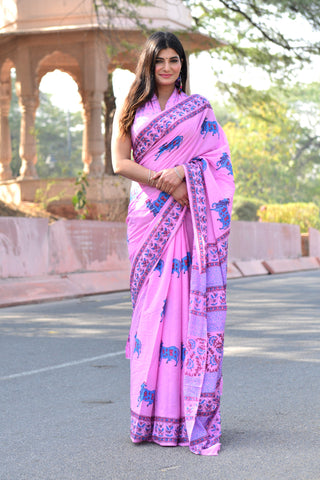 Light Blue Cotton Saree