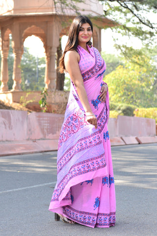 Light Blue Cotton Saree