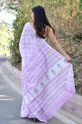 Medium Purple Cotton Saree