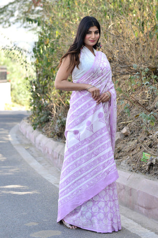 Medium Purple Cotton Saree