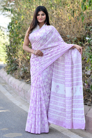 Medium Purple Cotton Saree