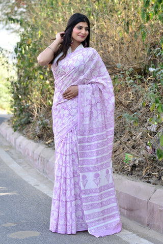 Medium Purple Cotton Saree