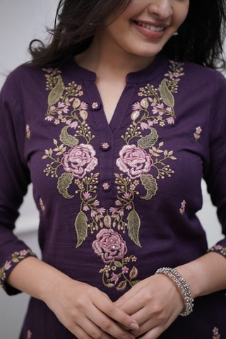 Embroidered Cotton Suit Set with Dupatta