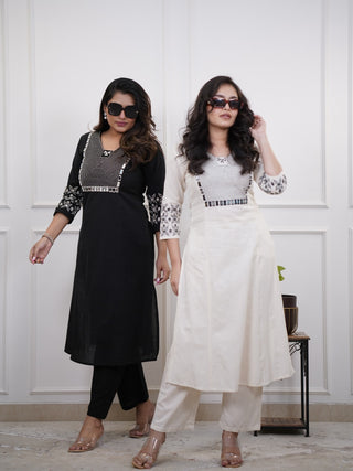 Embroidered Cotton Kurta and Pant Set