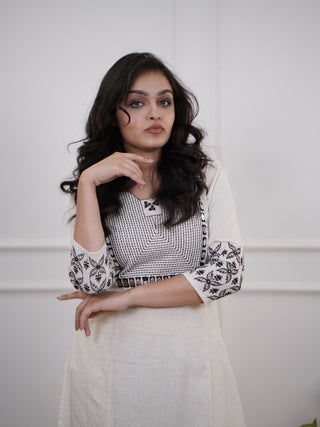 Embroidered Cotton Kurta and Pant Set