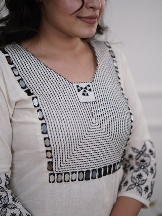 Embroidered Cotton Kurta and Pant Set