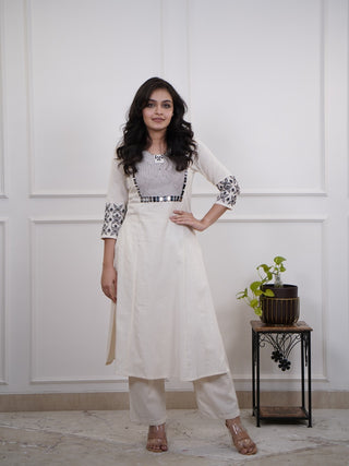 Embroidered Cotton Kurta and Pant Set