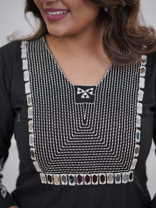 Embroidered Cotton Kurta and Pant Set