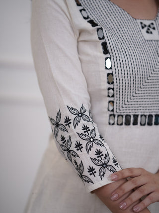Embroidered Cotton Kurta and Pant Set