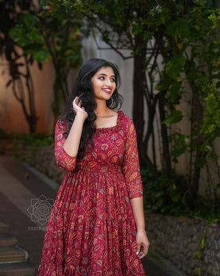 MARRON KALAMKARI MAXI