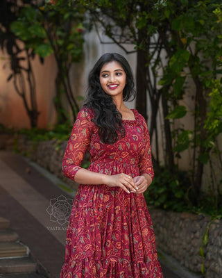 MARRON KALAMKARI MAXI