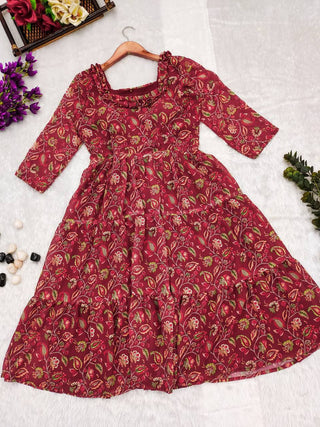 MARRON KALAMKARI MAXI