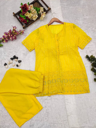 Yellow Jacket Chikankari