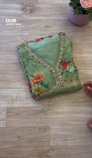 Floral Green Handwork