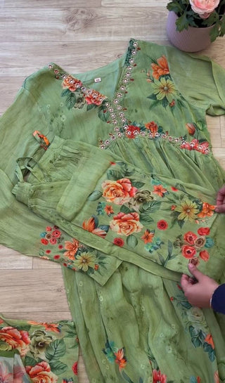 Floral Green Handwork