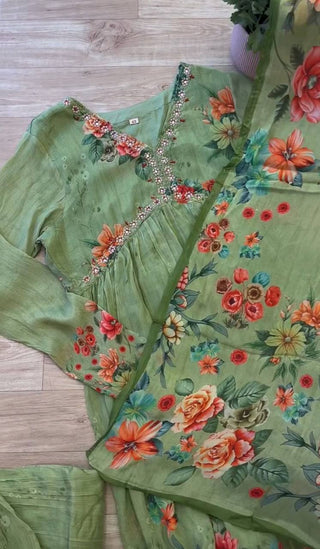 Floral Green Handwork