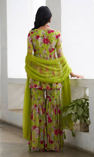 Neon Floral Sharara Se