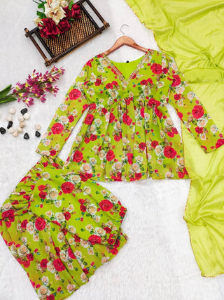 Neon Floral Sharara Se