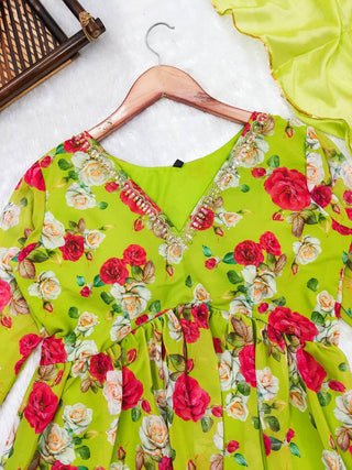 Neon Floral Sharara Se