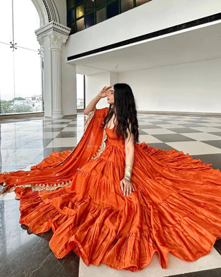 ORANGE SILK ANARKALI