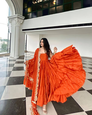 ORANGE SILK ANARKALI