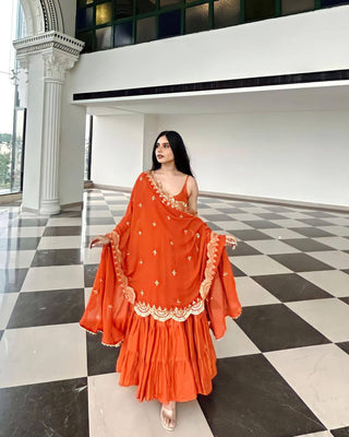 ORANGE SILK ANARKALI