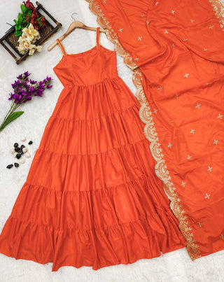 ORANGE SILK ANARKALI