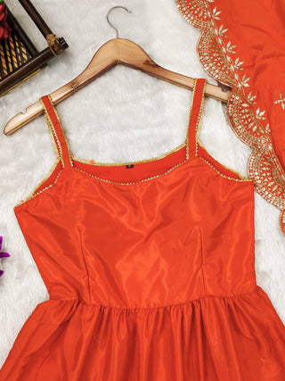 ORANGE SILK ANARKALI