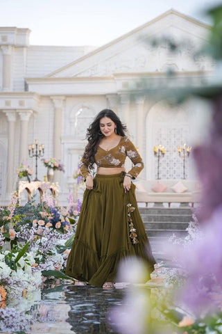 OLIVE GREEN  LEHENGA