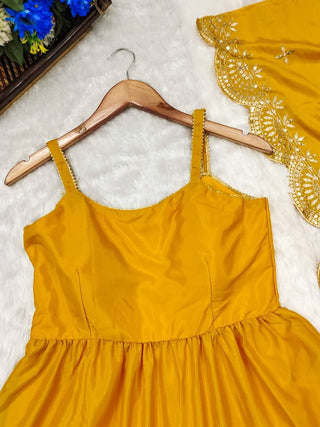 YELLOW SILK ANARKALI