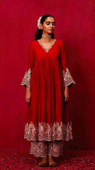 Red Ivory Anarkali