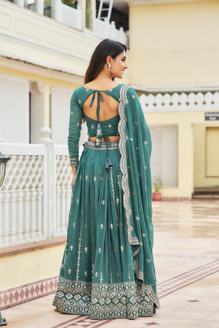 Teal Embroidered Lehenga Choli