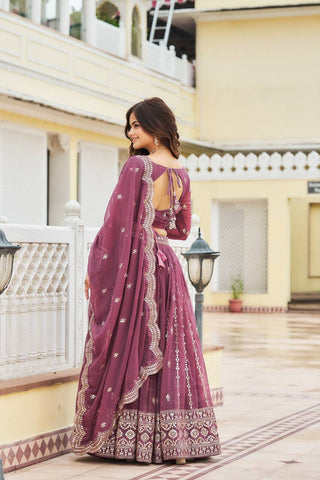 Mauve Embroidered Lehenga Choli