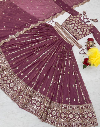 Mauve Embroidered Lehenga Choli