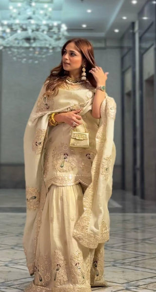 Embroidered Cream Ensemble