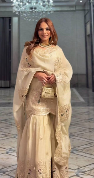 Embroidered Cream Ensemble