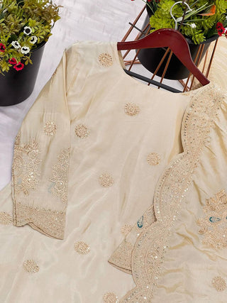 Embroidered Cream Ensemble