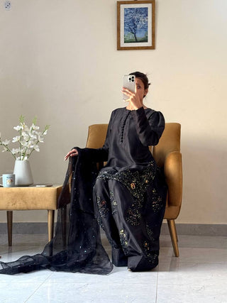 Black Hand Embroideres Suit Set