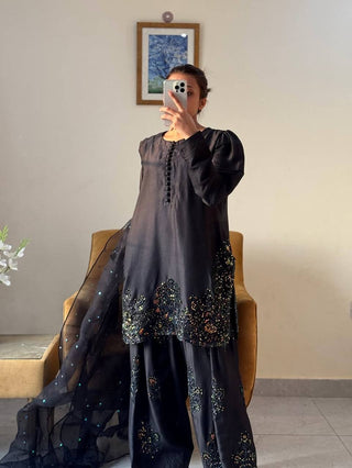 Black Hand Embroideres Suit Set