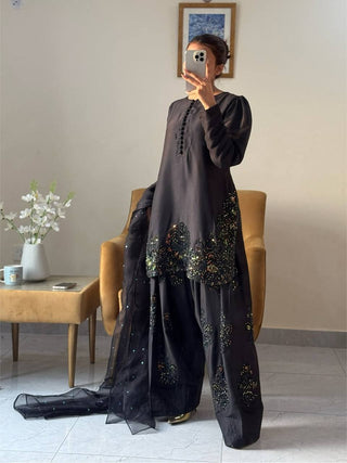 Black Hand Embroideres Suit Set