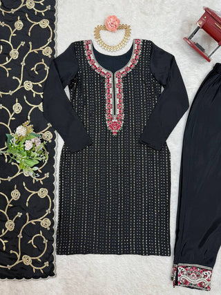 Lilac Embroidered Suit Set
