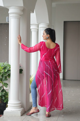 Faux Georgette with Leheriya Print & Kutchi Patchwork