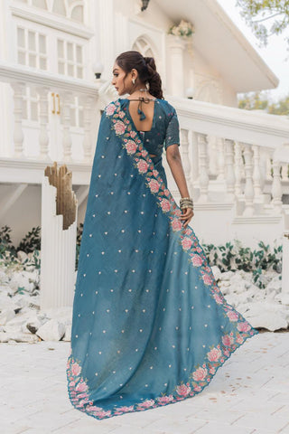 Floral Drape Pure crush Silk Saree