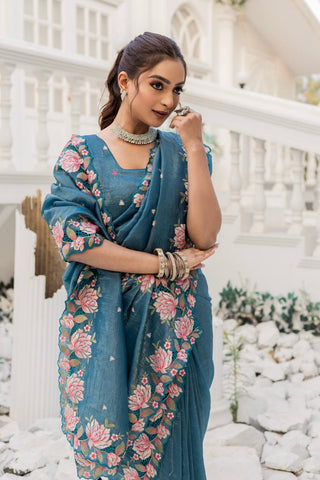 Floral Drape Pure crush Silk Saree