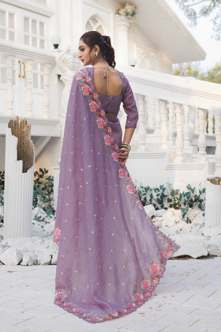 Floral Drape Pure crush Silk Saree