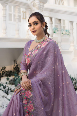 Floral Drape Pure crush Silk Saree