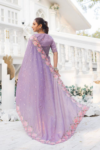 Floral Drape Pure crush Silk Saree