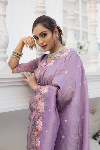 Floral Drape Pure crush Silk Saree